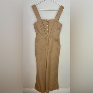 MABLE Tan Sleeveless Jumpsuit with Fitted Waist